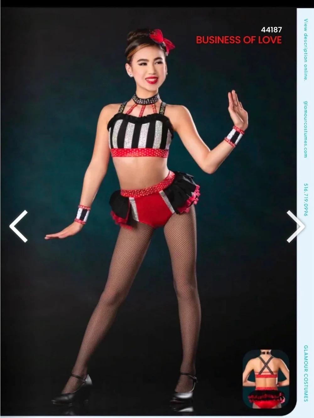 Glamour Red and Black Striped Dance Costume